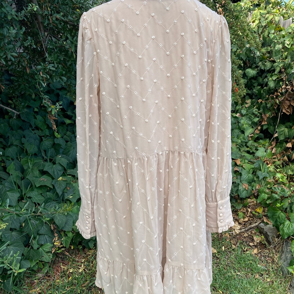 H&M Embroidered Dress in Light Beige - Picture 7 of 7